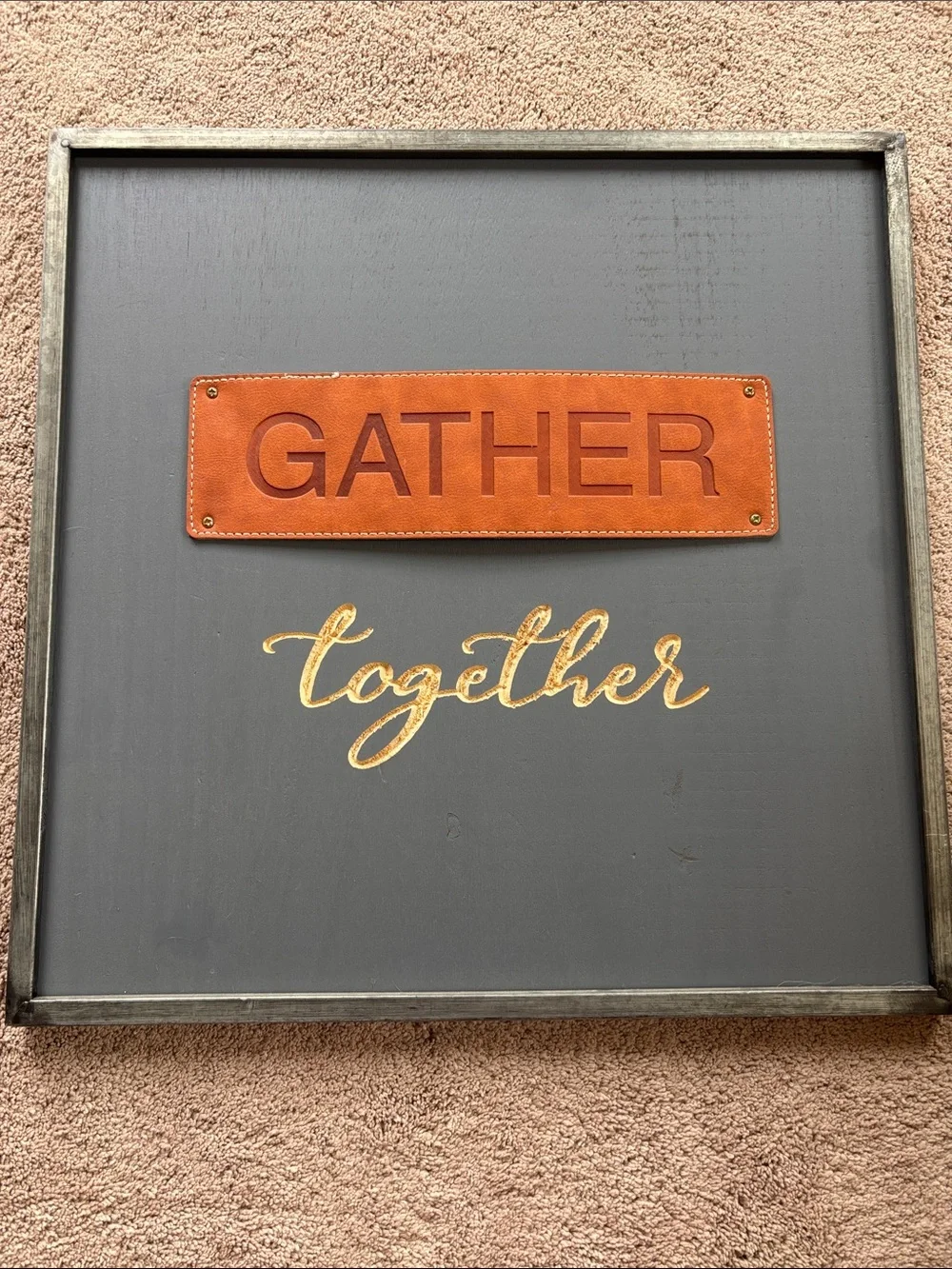 Gather Together Wall Art - Brown Leather Accent 19”x19”